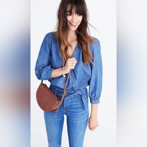 MADEWELL Denim Wrap Top XS NWT